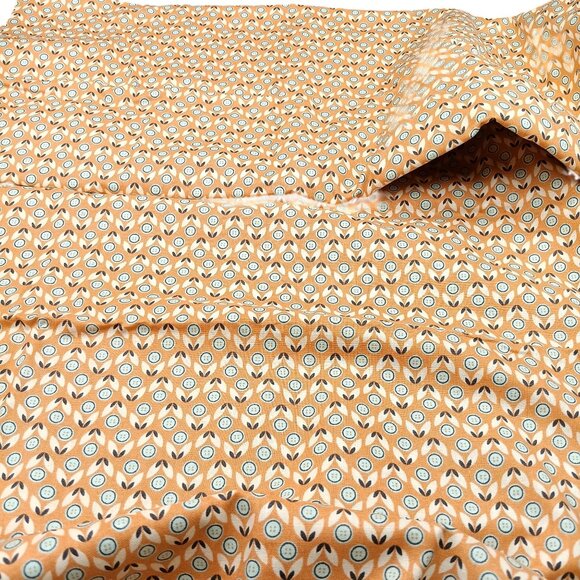 Jo-Ann 2 Yards Orange & Blue Cotton Fabric With Retro Circular Pattern - Picture 1 of 3
